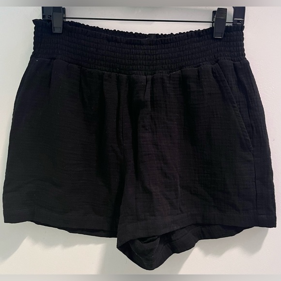 Evereve Black High Waist Women's Shorts cotton gauze - Picture 1 of 4